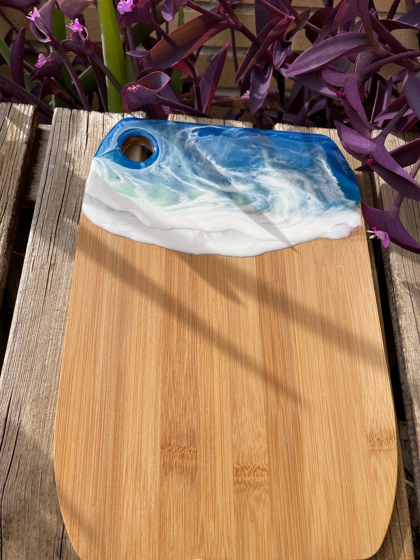 Tabla madera con efecto ola de mar