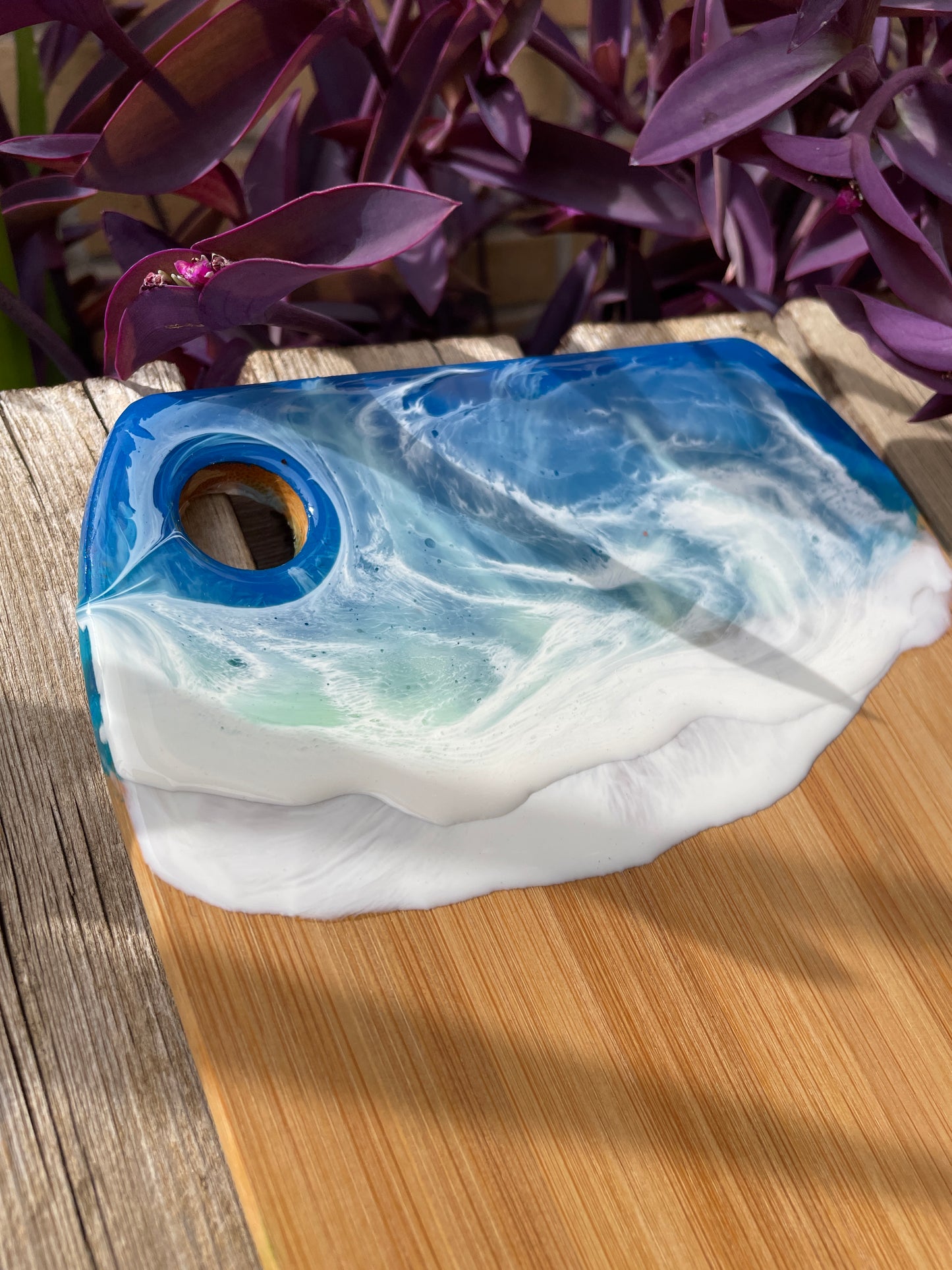 Tabla madera con efecto ola de mar