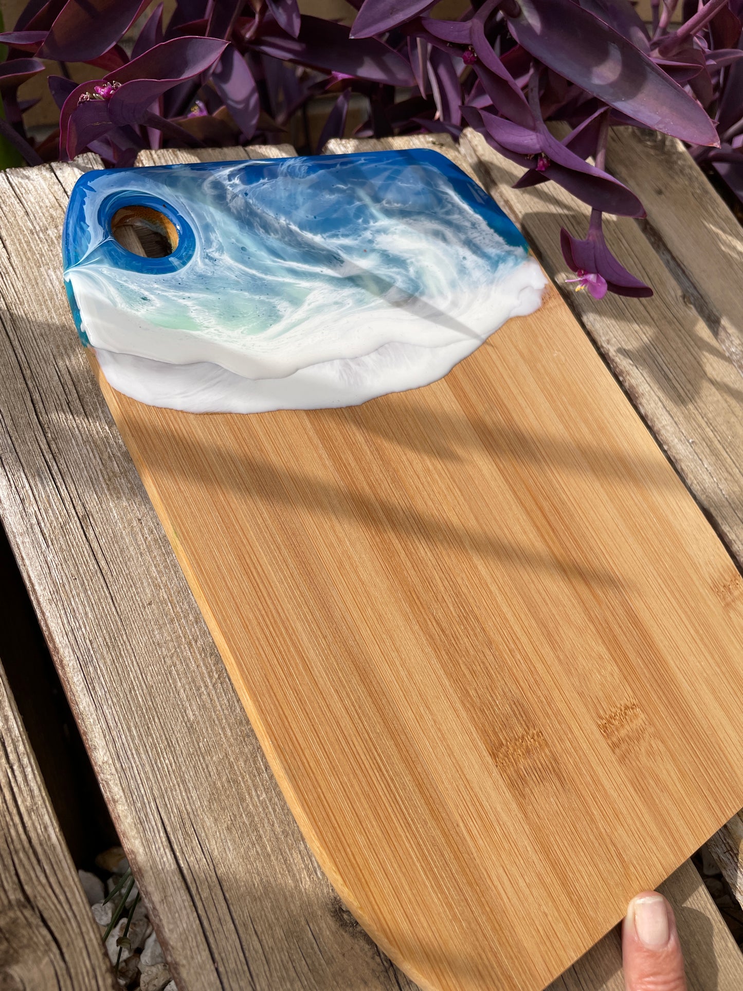 Tabla madera con efecto ola de mar